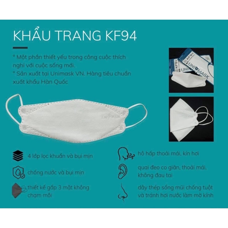 Khẩu trang 4 lớp kf94 uni mask chống bụi mịn và kháng khuẩn 10 cái - ảnh sản phẩm 5