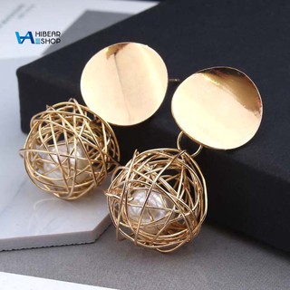 Bông tai hình quả cầu đính ngọc trai giả dễ thương