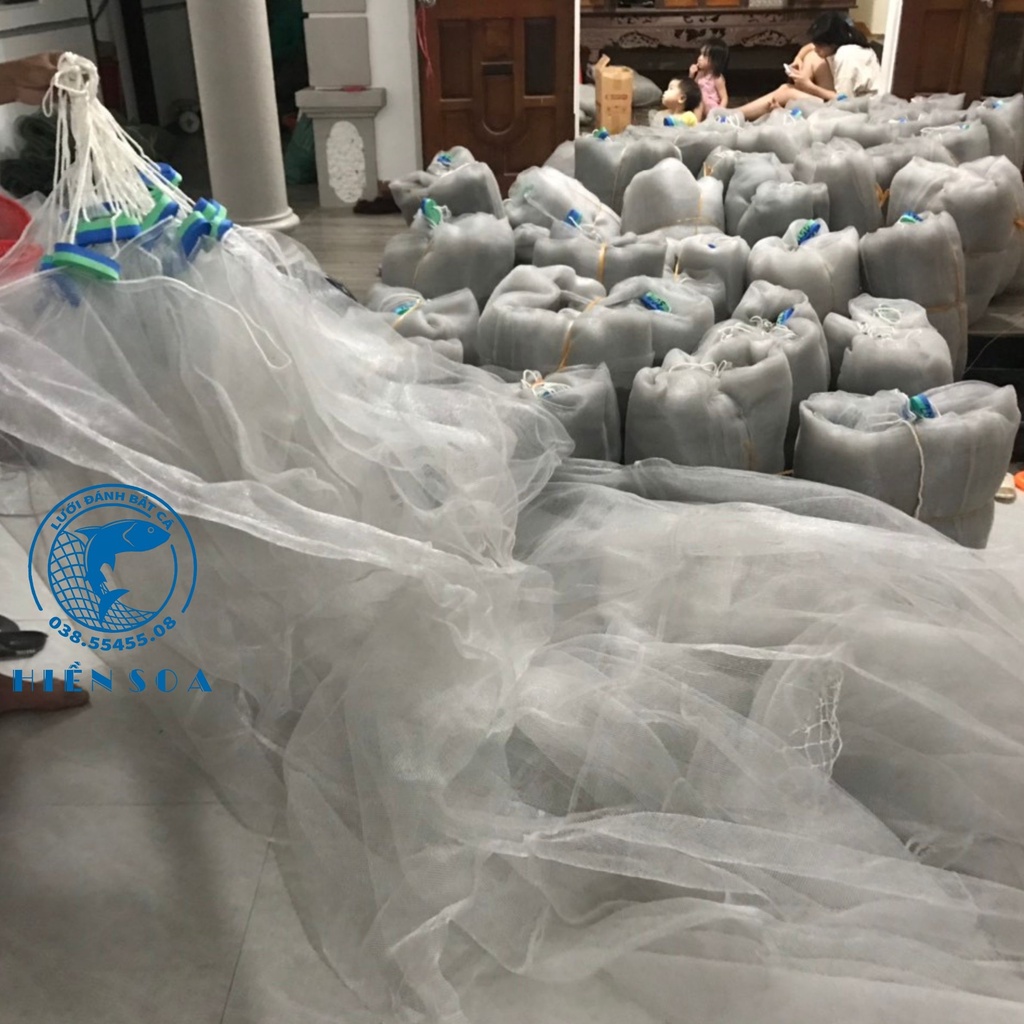 Lưới vét cá và rùng kéo tép ao hồ bằng lưới quét săm sợi cước PE Thái Lan dài 10m, 20m, 25m, 30m