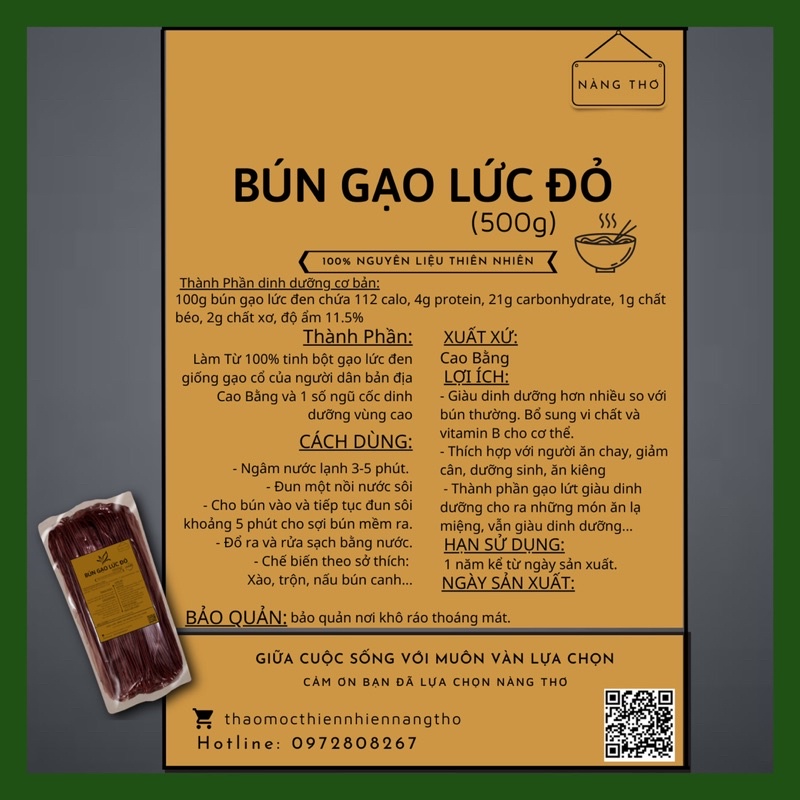 ĐẶC SẢN BÚN GẠO LỨC ĐỎ CAO BẰNG - 1000gr EAT CLEAN