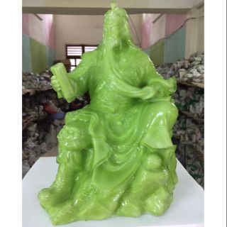 Tượng ông quan công ngồi đọc sách loại lớn 28cm - xanh ngọc