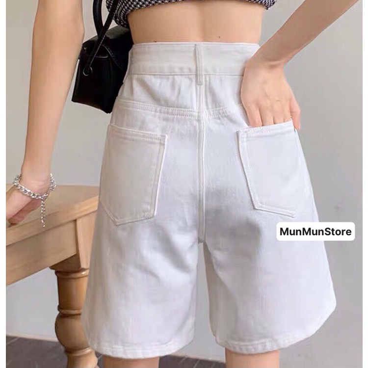 Quần short jean ngố⚡️ MunMunStore⚡️ Quần ngố bò cạp đỉa may gấu chuẩn phom - quần sọt jean ngố lửng nữ 105