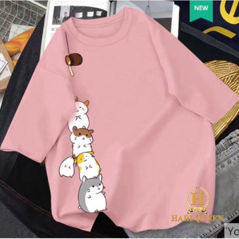 Áo thun tay lỡ form rộng in hình chuột ngộ nghĩnh | BigBuy360 - bigbuy360.vn