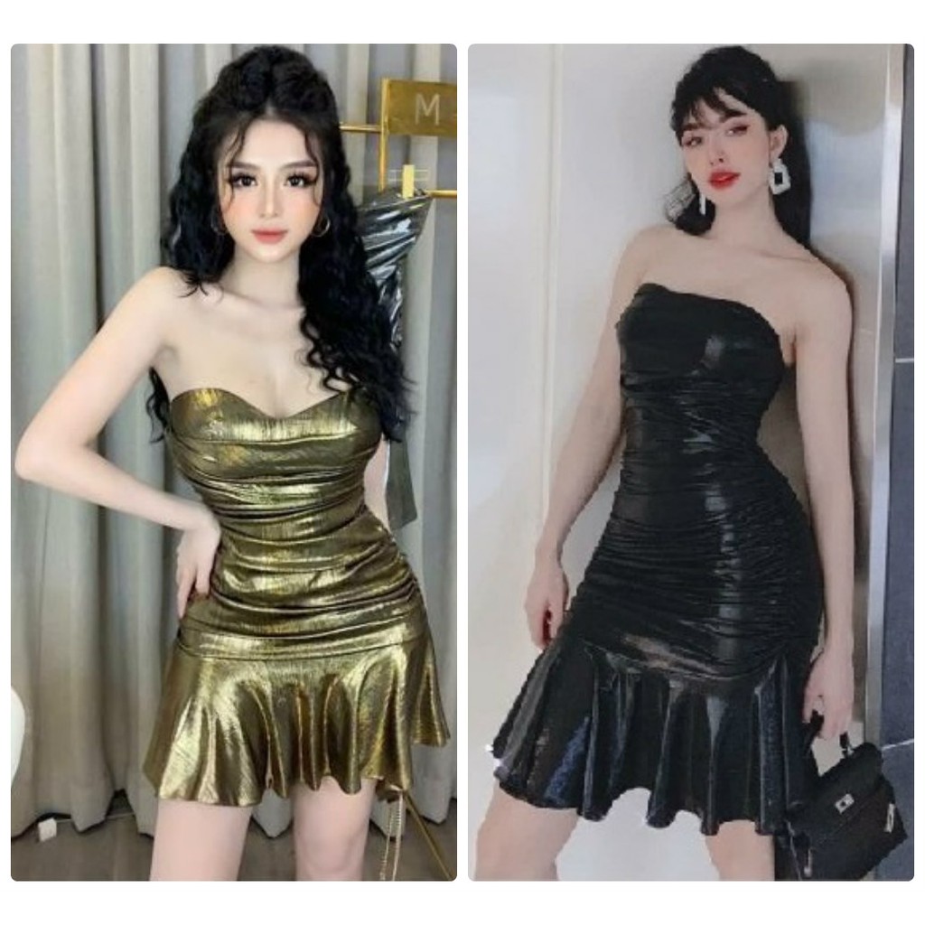 Đầm body cúp ngực đuôi cá da nhũ sexy
