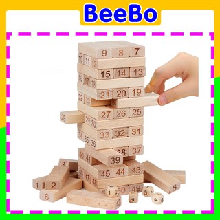 Bộ đồ chơi rút gỗ 54 thanh luyện trí thông minh sáng tạo tặng kèm 4 viên xúc xắc