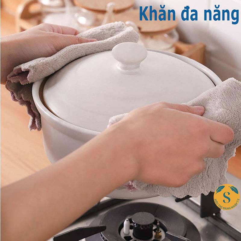 1 Khăn lau đa năng 2 mặt lau Bếp - Rửa bát - lau Bàn khăn thấm nước siêu tốt nhanh khô [KHĂN 2 MẶT]