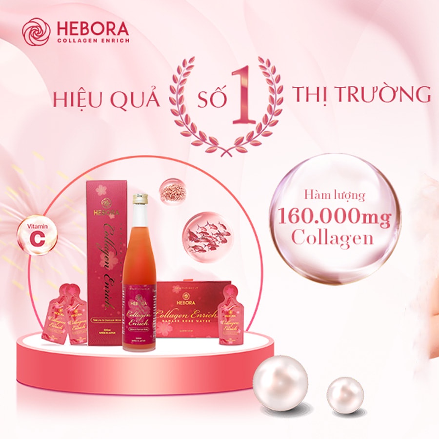 [Bạn mới nhập COSHBM -50% đơn 0Đ] Nước Uống Hebora Collagen Enrich Damask Rose Water Nhật Bản CHAI 5
