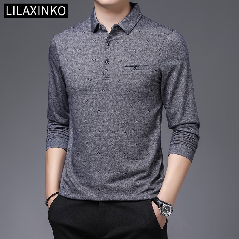 Áo thun polo tay dài cổ bẻ phong cách cơ bản thời trang trang trọng thường ngày 3 màu tùy chọn dành cho nam giới | BigBuy360 - bigbuy360.vn