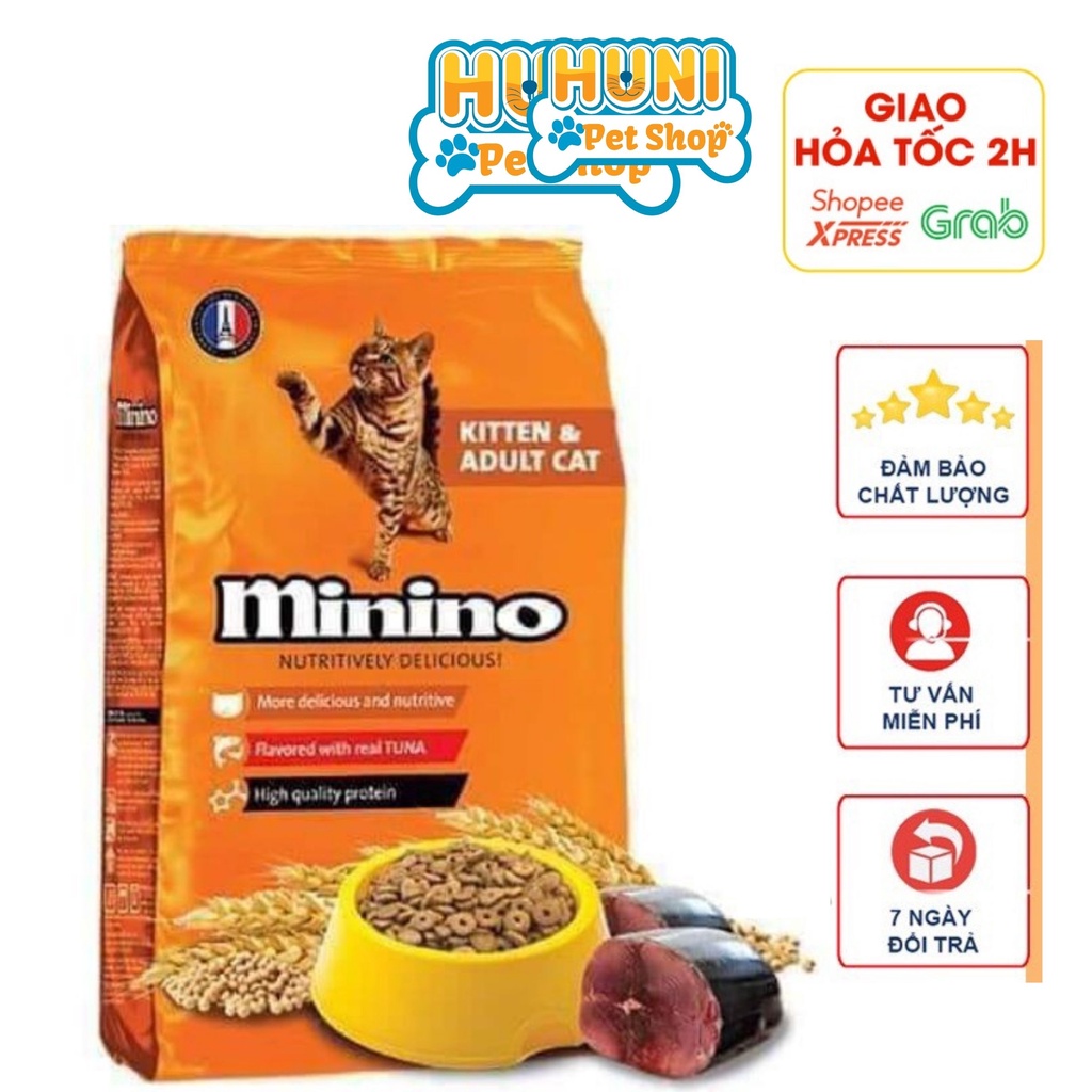 Thức ăn cho mèo Minino con &amp; trưởng thành hạt đồ ăn cho mèo mọi lứa tuổi vị CÁ NGỪ 1.3kg - Huni petshop