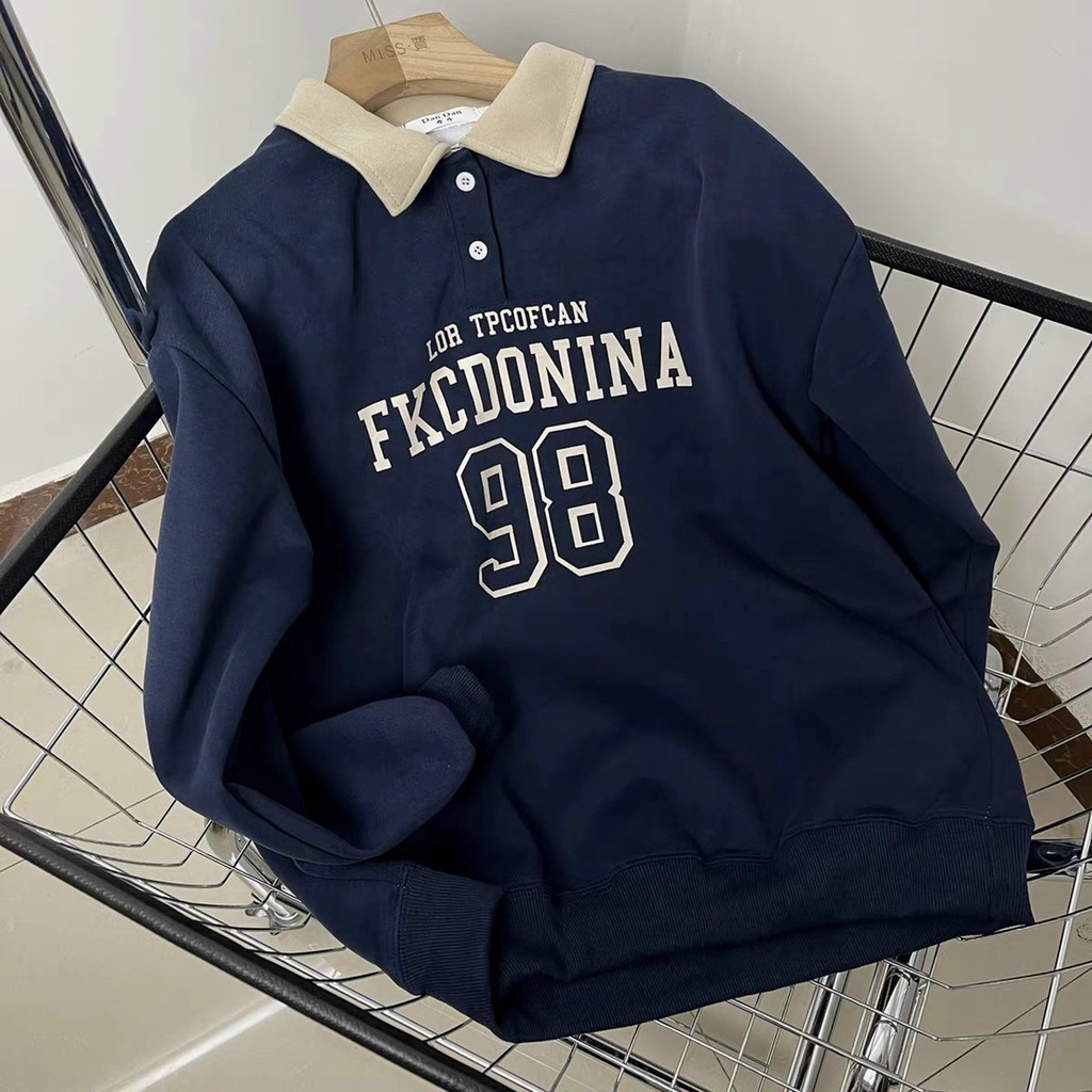 Áo Sweater FKC98 cổ POLO Nam Nữ Unisex in Cao cấp vải nỉ cotton form rộng OVERSIZE