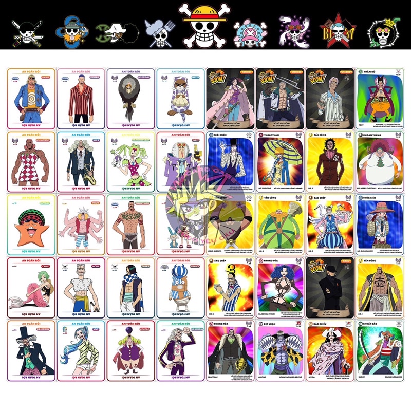 Bộ Thẻ Bài Toonies One Piece Boom Cơ Bản 63 Thẻ .