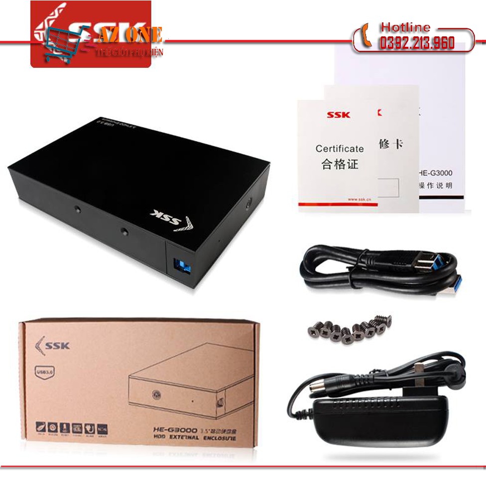 Hộp đựng ổ cứng gắn ngoài HDD Box 3.0 SSK HE-G3000 3.5&quot; Sata