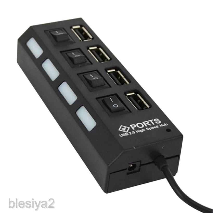 4-Port USB 2.0 Multi Charger Hub+High Speed Adapter ON/OFF Switch PC black