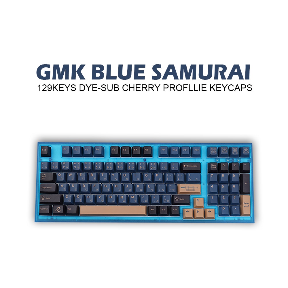 GMK Đỏ Xanh Đen Samurai PBT Keycap 129 Phím DYE-SUB Anh Đào Chiều Cao Keycap Nhật Bản Thích Hợp Cho 