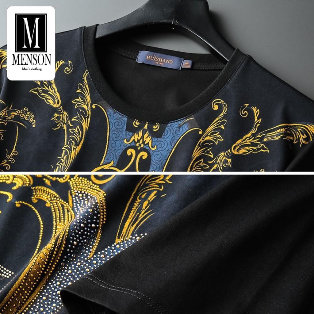 Áo Phông Nam Siêu Cấp Phong Cách Trẻ Trung Sang Trọng - Áo Thun Nam Lụa Chất Mát In Hình Đính Đá Cao Cấp MENSON M1115 | BigBuy360 - bigbuy360.vn
