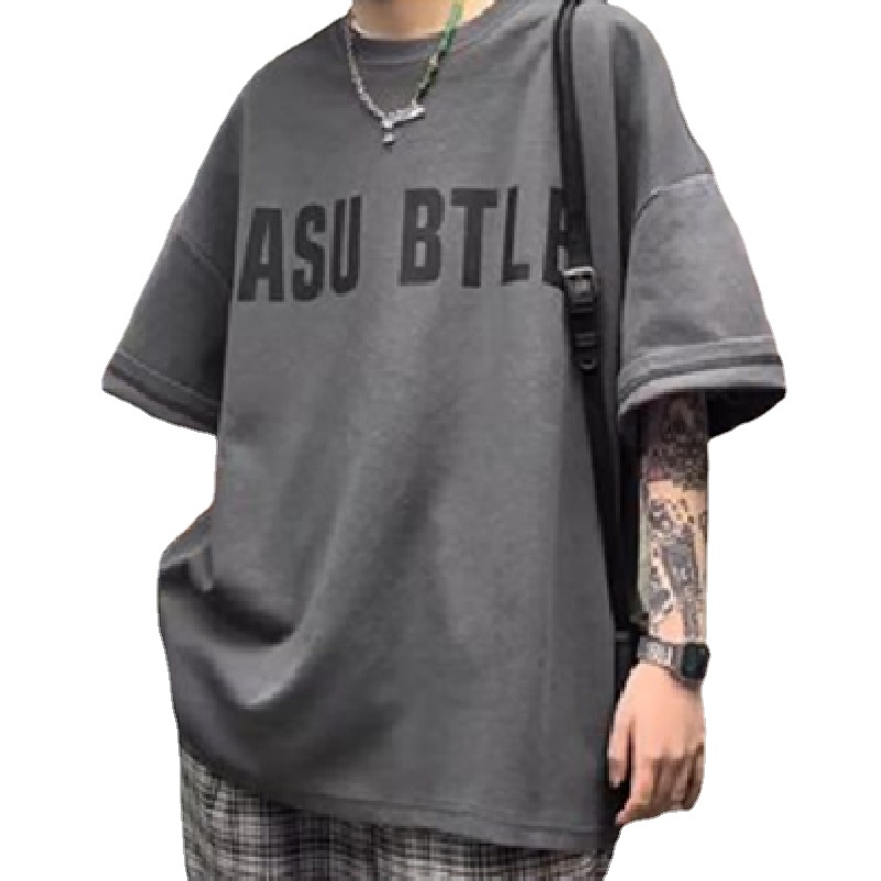 Áo Thun Dáng Rộng In Chữ Phong Cách Hàn Quốc Thời Trang Mùa Hè Cho Nam Size M-8XL