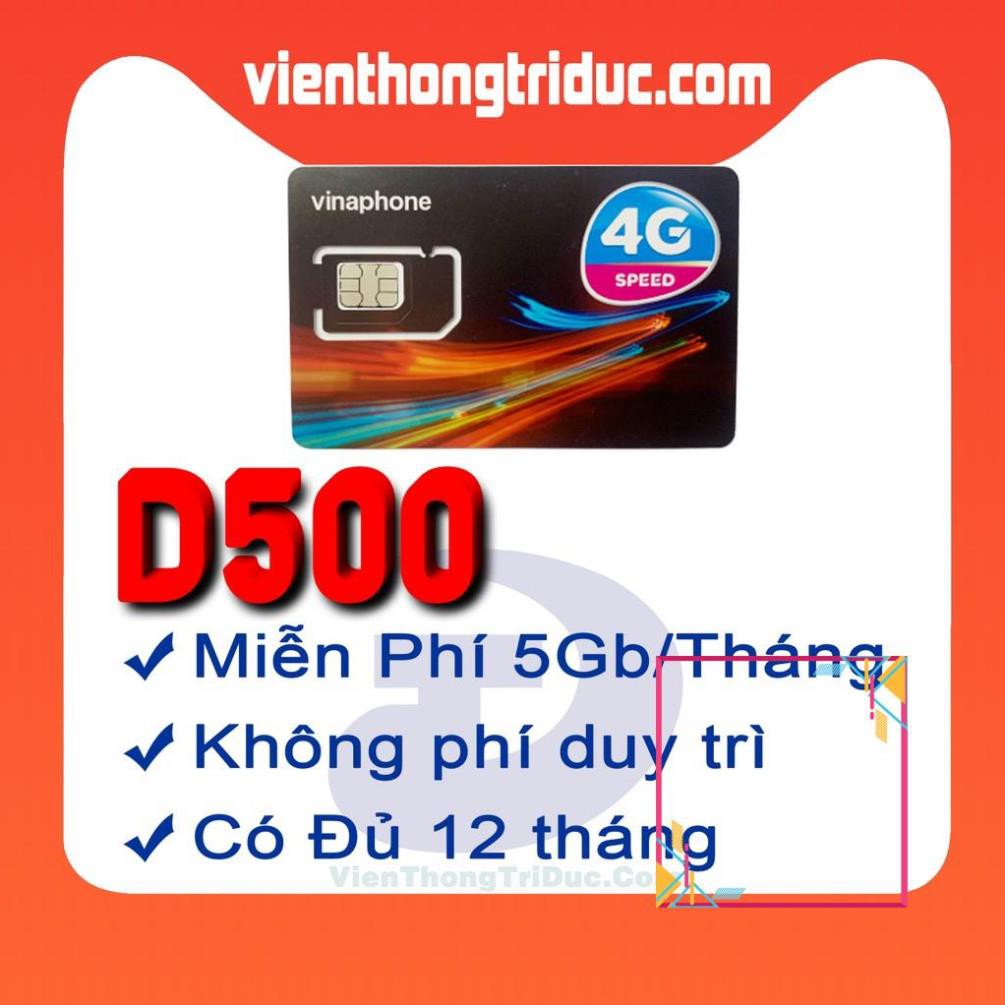 🔥𝗠𝗶𝗲̂̃𝗻 𝗣𝗵𝗶́ 𝟭 𝗡𝗮̆𝗺🔥 Sim 4G D500 Vina Tặng 5Gb/Tháng -Sóng 4G Cực Mạnh-Lên Mạng Thả Ga -Ko Nạp Tiền Duy Trì