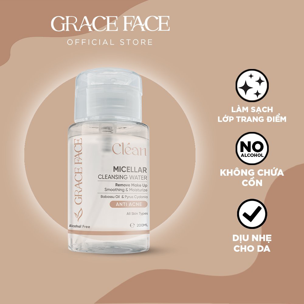 Nước tẩy trang Micellar Water sạch sâu ngừa mụn Grace Face 200ml