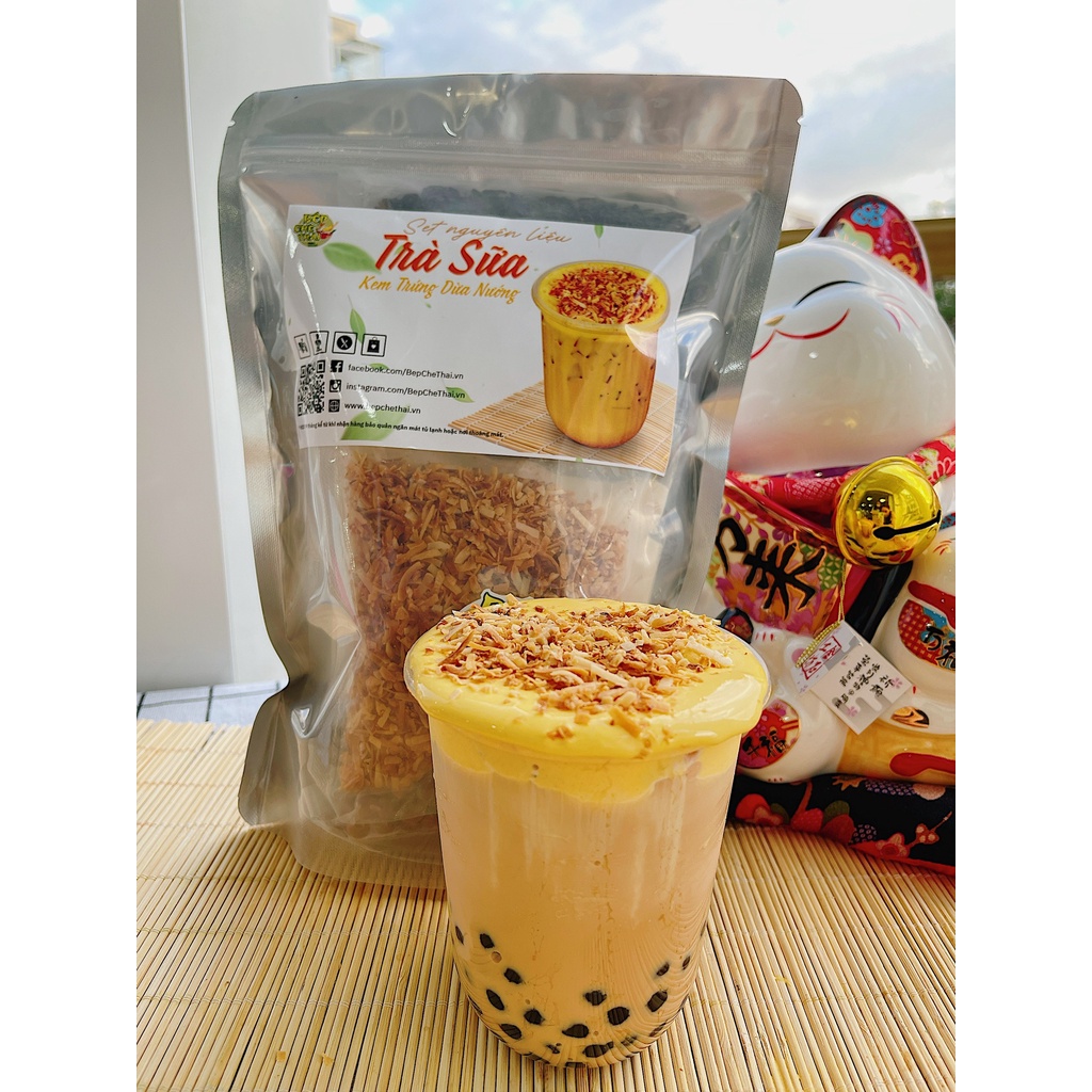 Set Trà sữa kem trứng dừa nướng  Bếp Chè Thái