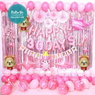 FREESHIP Combo Trang Trí Sinh Nhật Tuổi Chuột - Bé Gái - 002 - SET BÓNG ĐẦY THÁNG- HAPPY FULLMONTH - HAPPY 30DAYS