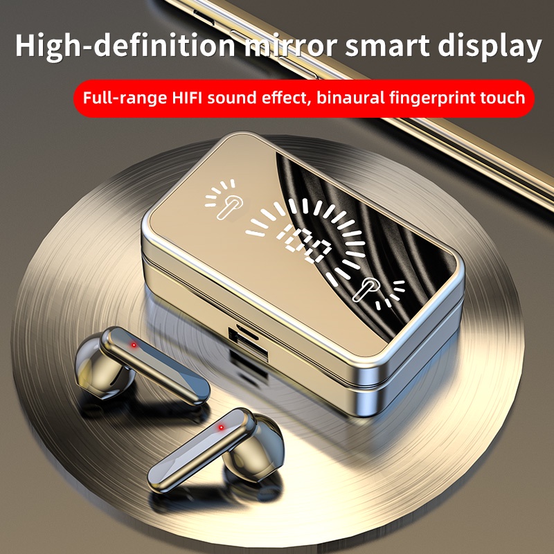 Tai nghe không dây TWS Bluetooth 5.0 âm thanh stereo 9D thông minh có màn hình LED chống thấm nước