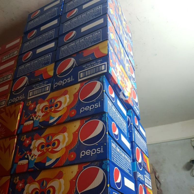 Thùng 24 Lon Nước Ngọt Có Gas Pepsi Cola Soft Drink Lon 330ml Date Luôn Mới