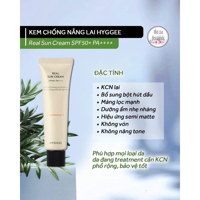 Kem chống nắng lai HYGGEE REAL SUN CREAM