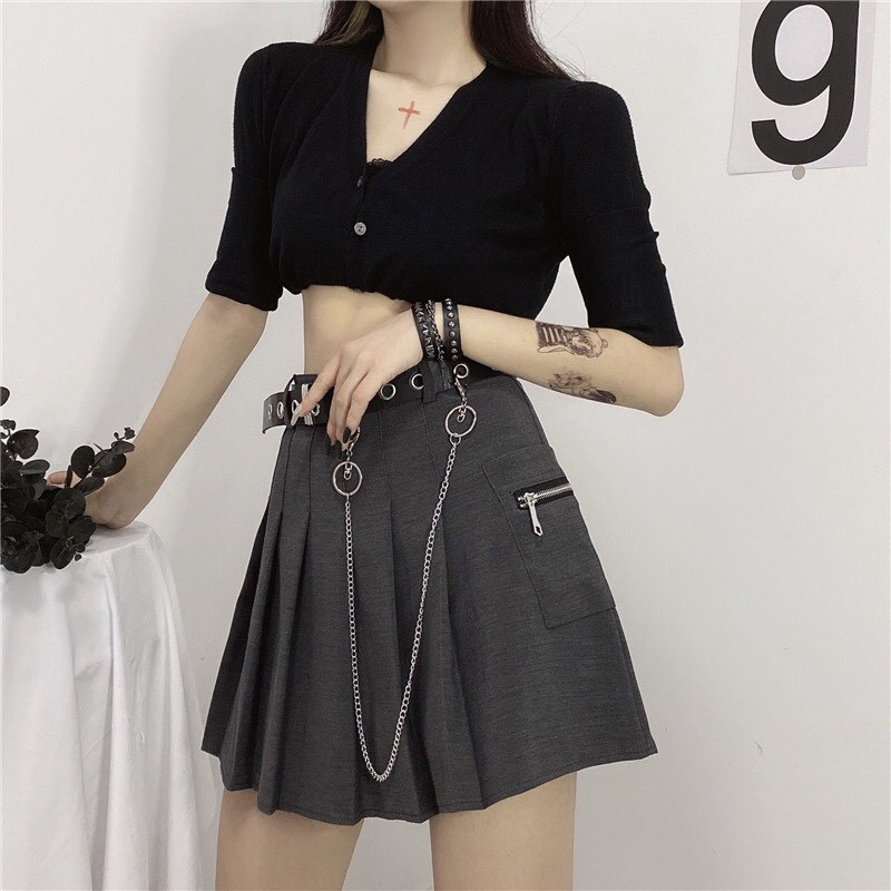 Chân Váy Xoè Xếp Ly Cá Tính Kèm Belt 2021