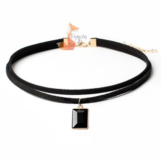 Vòng cổ Choker nữ dây da đen thương hiệu FOXY - Choker HONG 07
