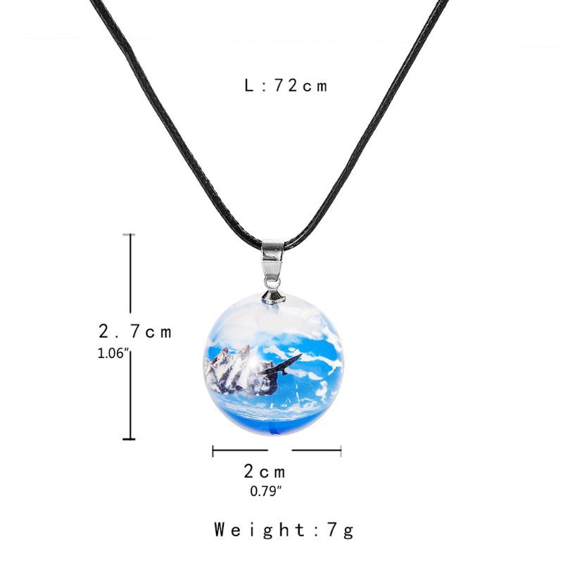 YOI*Blue Sky White Cloud Pendant Snow Mountain Micro Landscape Resin Art Necklace