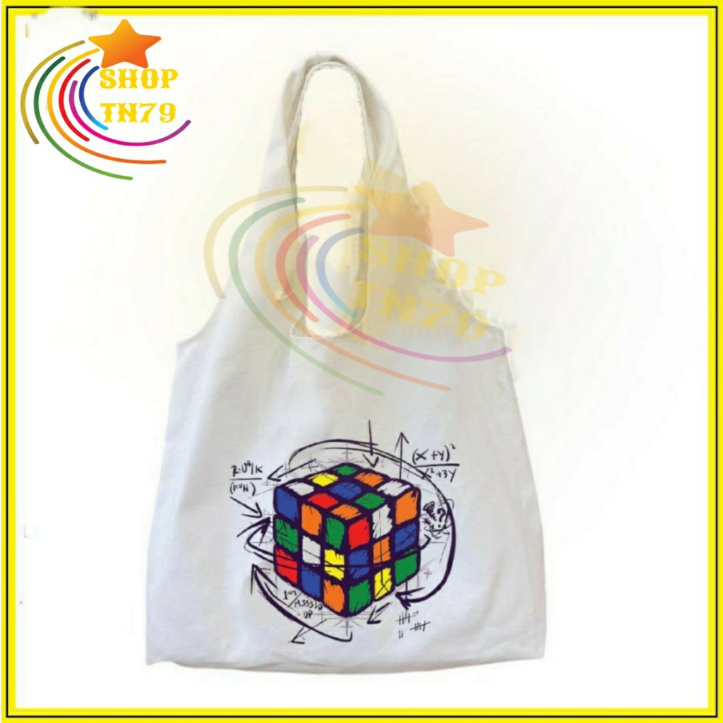 Túi đeo vai thời trang vải canvas mềm loại to đi hoc , đi chơi , đi làm đều rất đẹp - RUBIK, CHỮ