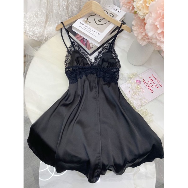 Váy ngủ lụa sexy lưng ngang siêu xinh - Hàng QCCC - SP101
