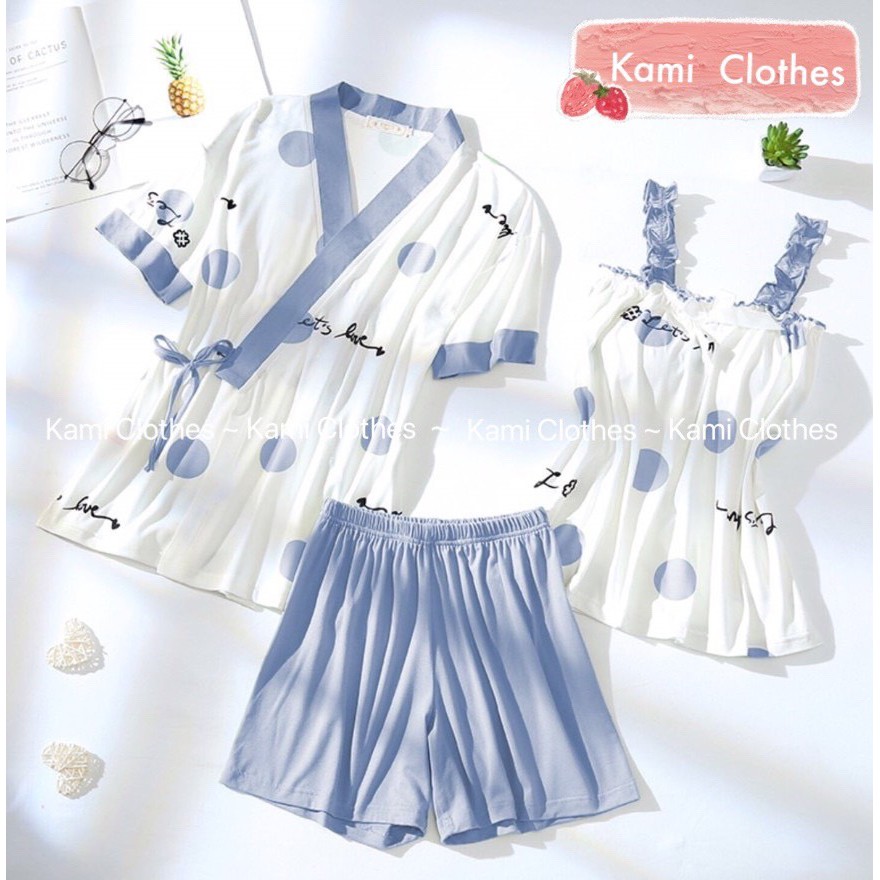 Bộ ngủ KIMONO, set ngủ 3 chi tiết pijama ngắn tay nhiều hình - KAMI Clothes | BigBuy360 - bigbuy360.vn
