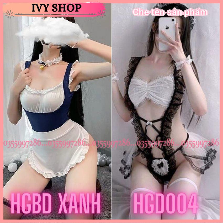 Cosplay Hầu Gái Sexy _ HGBD Xanh Có Đệm Và HGD004 Ren không đệm ngực - Ivyshop | BigBuy360 - bigbuy360.vn