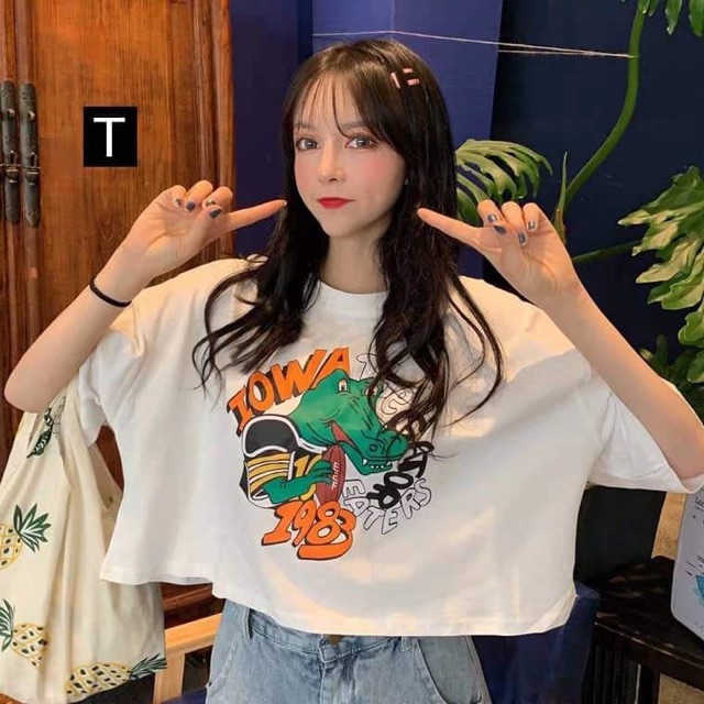 Áo croptop cá sấu xanh 1983 DTR0719