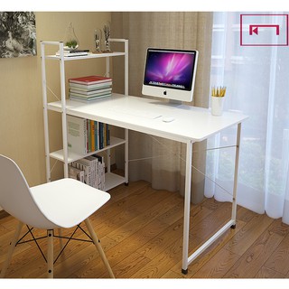 Bàn học, bàn làm việc liền kệ sách BLV104-Trắng