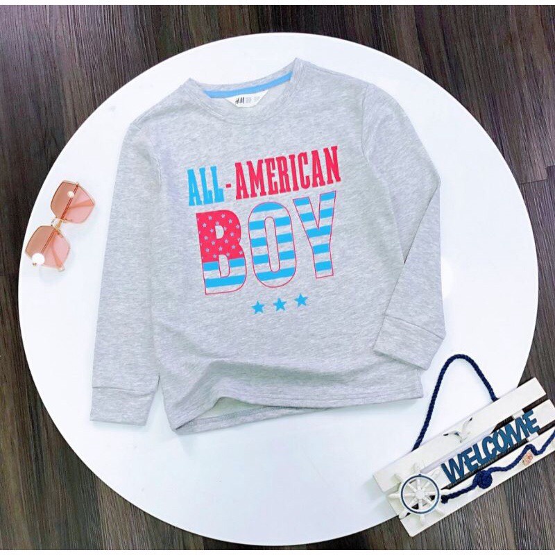 Áo nỉ da cá bé trai size đại thu đông xuất dư HM chất mịn đẹp sz 25 - 59kg