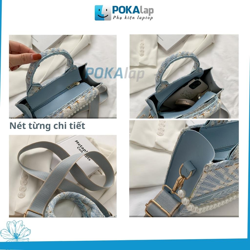 Túi xách nữ, túi đeo chéo nữ POKA22 hình vuông kiểu Pháp trẻ trung hiện đại - POKALAP