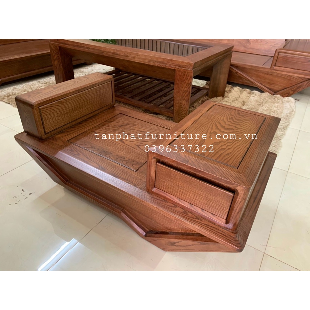 Bộ bàn ghế phòng khách gỗ Sồi Nga cao cấp