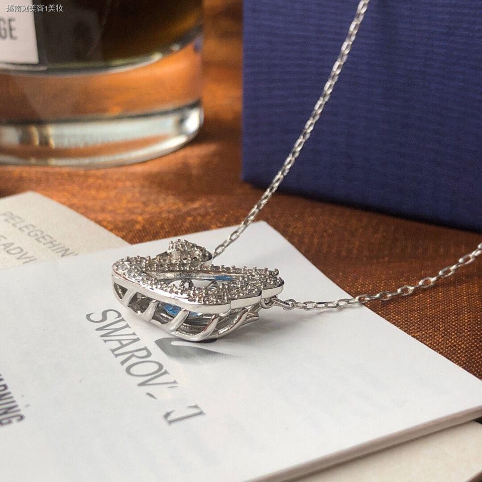 ✻№Shijia Blue Crystal Jumping Heart Clavicle Chain Swarovski Swan 125th Anniversary Women s Necklace Gift