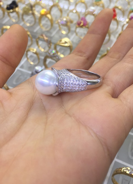 Nhẫn bạc thật mạ vàng trắng đá nhân tạo cực kỳ cao cấp
