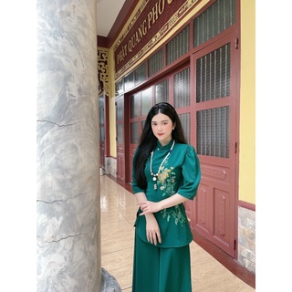 Đồ Lam Đi Chùa # Mẫu lụa sẫm cúc ngọc # Quần Áo Nữ