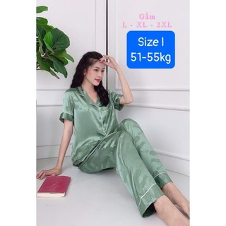 Pijama lụa gấm quần dài tay ngắn có size ༚