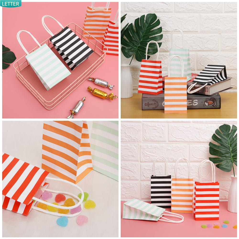 Bộ 5/10/20 Túi Giấy Gói Quà Họa Tiết Kẻ Sọc Màu Đen Đa Năng Dùng Cho Tiệc Sinh Nhật/Tiệc Cưới