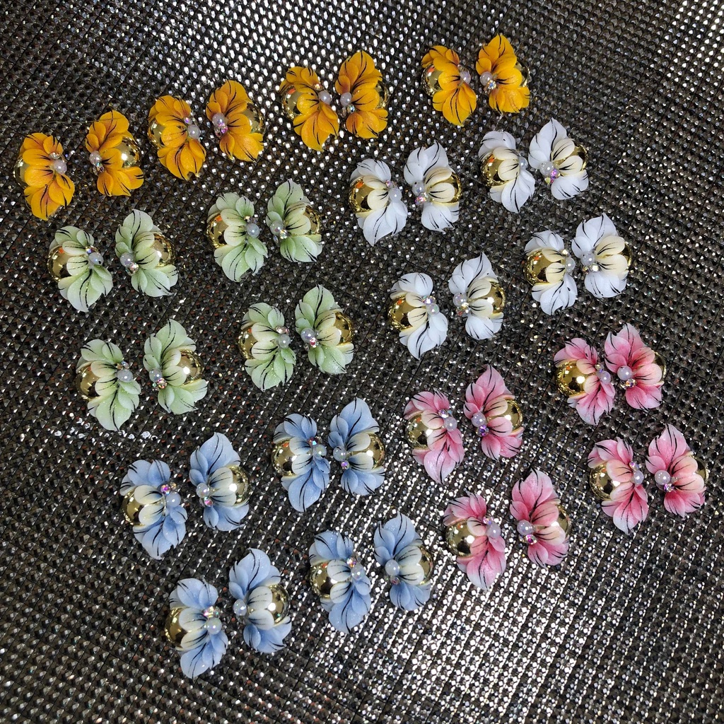 Hoa Nail Đẹp , Hoa Bột Vừa Form Móng Thật , Móc Ôm Hạt Vàng - Shop Đức Phúc