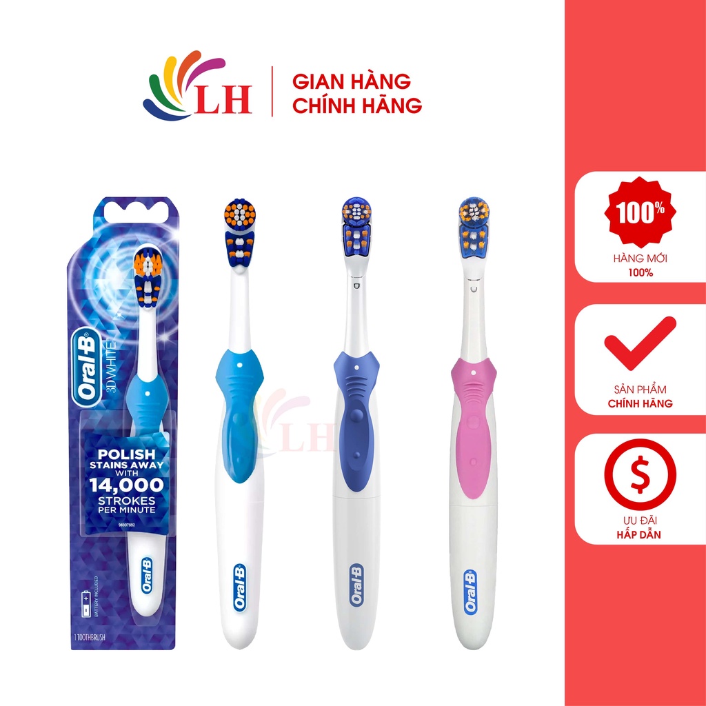 Bàn chải điện dùng pin Oral-B 3D White Battery Toothbrush - Hàng nhập khẩu