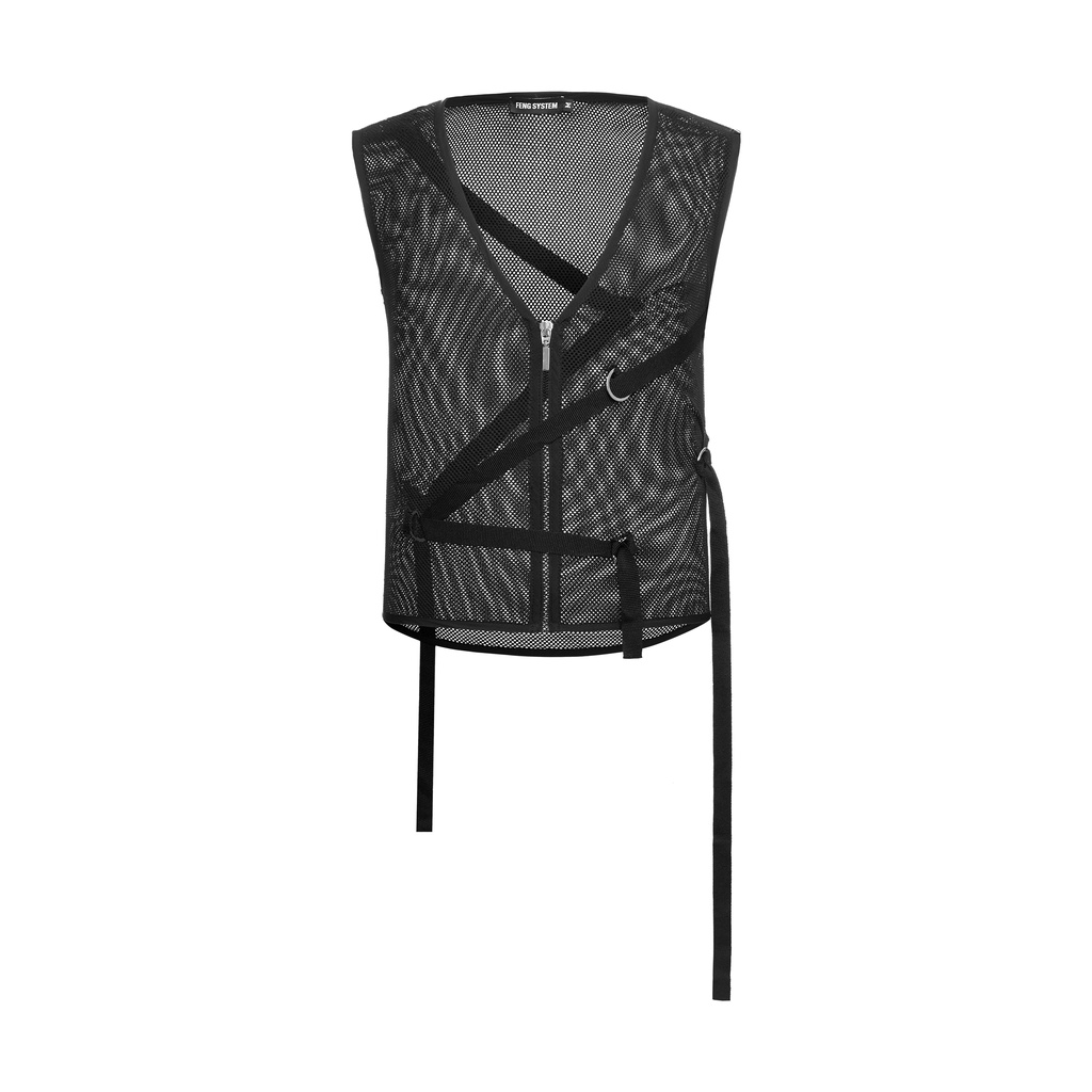 “ÁO LƯỚI ĐEN CÓ DÂY FENG - MESH ZIP GILE”