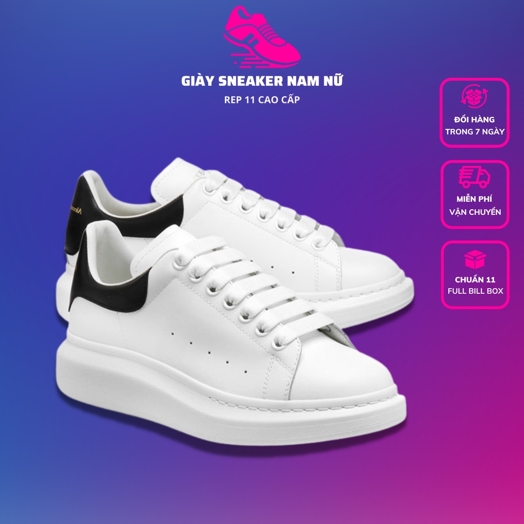 Giày 𝗠𝗖𝗤𝘂𝗲𝗲𝗻 độn đế tăng chiều cao Full Box - Giày thể thao sneaker nam nữ MCQ trắng gót nhung dây lụa cao cấp