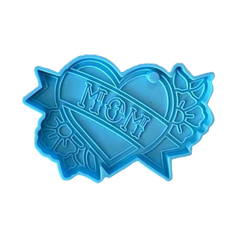 ✿ Khuôn Silicone Bóng Hình Trái Tim In Chữ Mom Dad Làm Đồ Trang Sức Thủ Công DIY