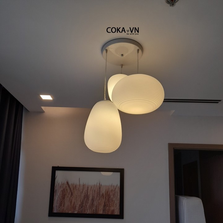 Đèn thả thủy tinh-đèn thả trang trí phòng khách-phòng ăn-quầy bar-cửa hàng TT25 chóa thủy tinh màu trắng